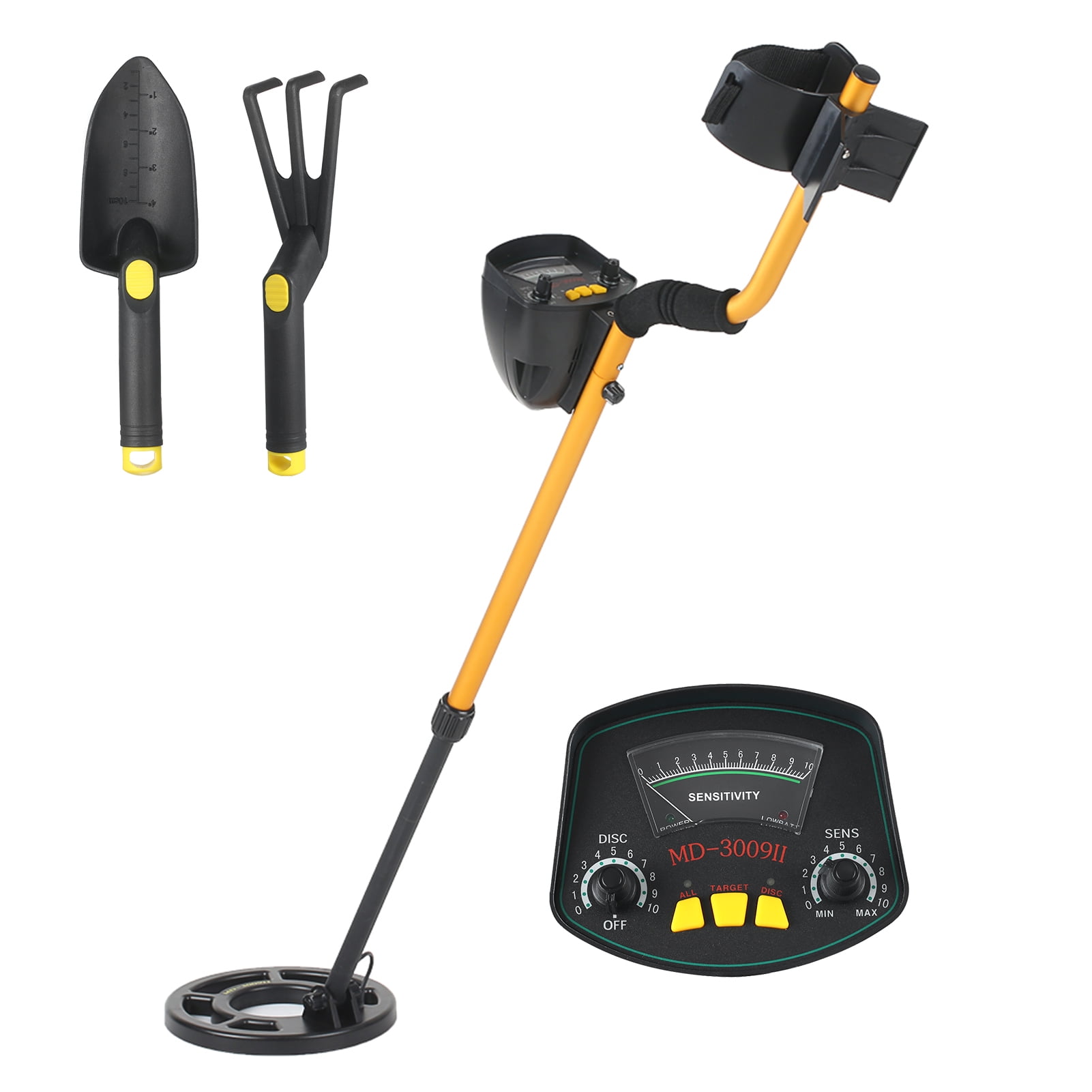 Metal Detector with Shovel Rake and Waterproof Search Coil Ground