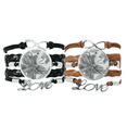 thumbnail image 1 of Lily Drawing Art Flower Bracelet Hand Strap Leather Rope Wristband Double Set, 1 of 3