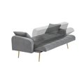 thumbnail image 6 of Gray Teddy Fabric 69" Convertible Sofa Bed for Small Spaces, Adjustable Backrest, 3-Seater Couch with Removable Pillows, 6 of 7