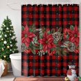 thumbnail image 3 of 60x72 Inch Shower Curtains for Bathroom, Christmas Poinsettia Bath Curtain Decor, Xmas Pinecones Berry Snowflake Red Plaid Waterproof Restroom Curtains Shower Set Accessories with 12 Hooks 60 Inch, 3 of 8