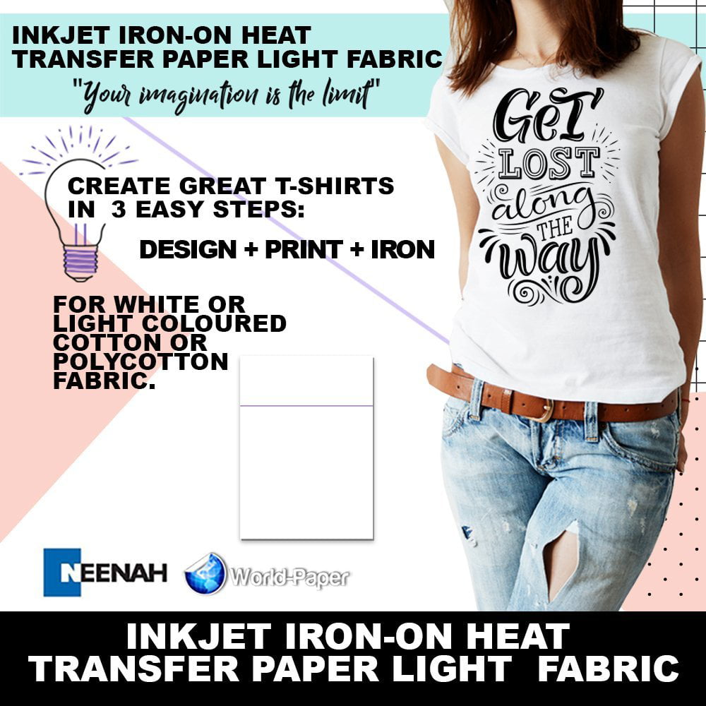 5PC Heat Press Transfer Paper Pack Inkjet Printer T-Shirt Print For Light Fabric 