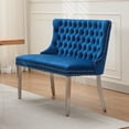 thumbnail image 2 of GZXS Mid-Century Modern Velvet Dining Bench Loveseat with Button-Tufted Back and Silver Stainless Steel Legs, 2-Seat Upholstered Bench for Kitchen and Dining Room, 45.6"L x 22.7"W x 35.2"H, Blue, 2 of 10