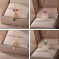 thumbnail image 3 of Collar esmaltado con dijes de circón de acero inoxidable para mujeres y hombres, muñeco de nieve, campana pequeña, colgante, cadena de eslabones, regalo de joyería de Navidad, 3 of 4