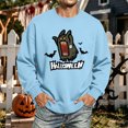 thumbnail image 2 of Men's Halloween Sweatshirt Funny Pumpkin Ghost Print Casual Long Sleeve Spooky Pullover Sweatshirts Fall Winter Stylish Comfort Tee Shirts Sky Blue M, 2 of 6
