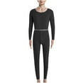 thumbnail image 2 of BONIXOOM Matching Pajamas For Couples Mens Pajamas Set Leisure None Long Sleeve Solid Sleepwear Sets Black XL, 2 of 4