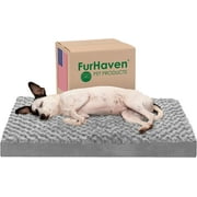 FurHaven Pet Products Ultra Plush Orthopedic Deluxe Mattress Pet Bed for Dogs & Cats - Gray, Medium