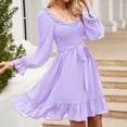 thumbnail image 2 of Sngxgn Womens Casual Long Dress Short/Long Sleeve Summer Loose Maxi Dresses(Purple,M), 2 of 4