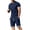 Navy, variant on JUUYY Men's Tracksuits 2 Piece Sets Casual Loose Fit Striped Crew Neck Short Sleeve Tee Shirt Shorts Set Sports Athletic Outfit Black L