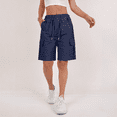 thumbnail image 2 of Summer Cargo Shorts for Women Bermuda Quick Dry High Waisted Drawstring Knee Length Plus Size Ladies Hiking Shorts with Pockets, 2 of 5