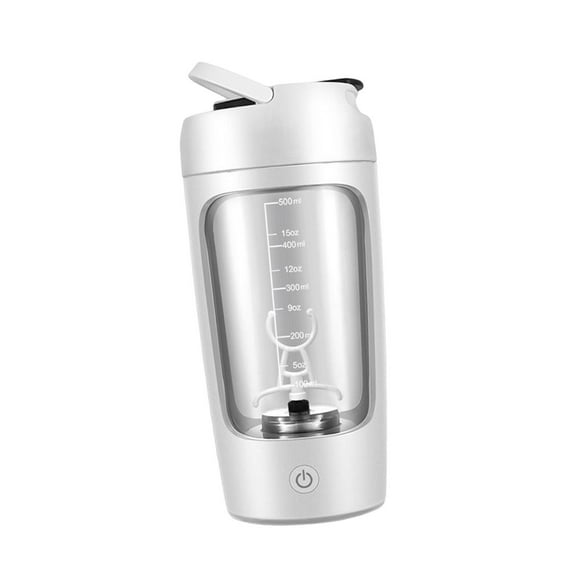 Botella mezcladora de proteínas eléctrica de 650 ml, recargable, automática, con agitación automática. Blanco