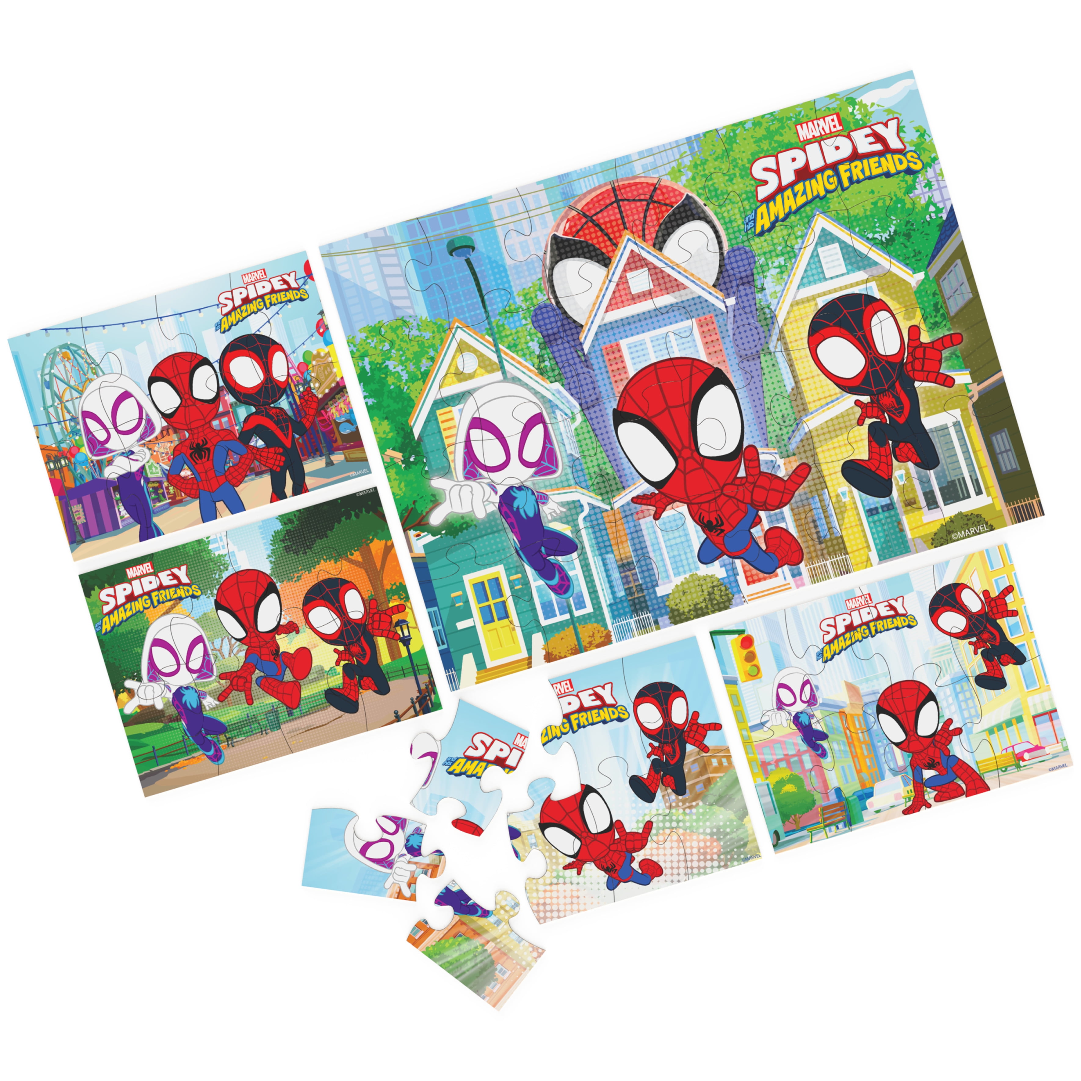 Marvel Spidey and his Amazing Friends 7 Wood Jigsaw Puzzles with Sliding  Wood Storage Box- Spidey and his Amazing Friends Toys for Kids Ages 4+