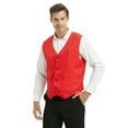 thumbnail image 4 of 5 Packs Unisex Waiter Uniform Vest Bartender Waitress Botton Workwear with Pockets for Men Women-Red-S, 4 of 7