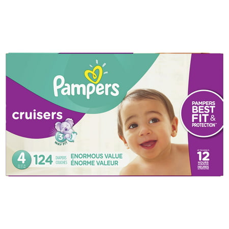 Pampers Cruisers Diapers (Choose Size and Count), Size 4, 124