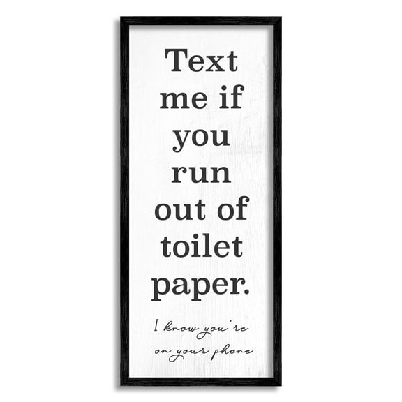 Stupell Industries Text Me Bathroom Humor Graphic Art Black Framed Art Print Wall Art, Design by Daphne Polselli