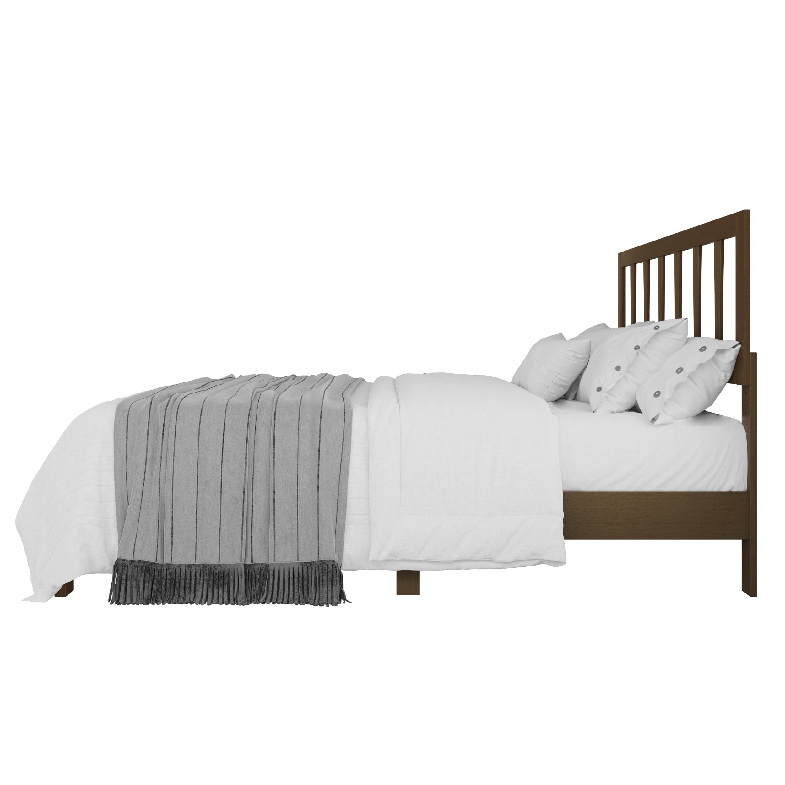 Home Design Elmira King Wood Platform Bed with Adjustable Height Headboard & Durable Wood Construction, Brown, Easy Assembly