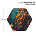 thumbnail image 2 of Fuzoiu Colorful Owl Forest Print Leather Coasters Set,Drink Coasters Set of 4,for Tabletop Protection, Durable PVC Coasters,Home Décor and Housewarming Gift-Hexagon, 2 of 6