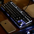 thumbnail image 3 of Rantopad MXX Clavier de Jeu Mécanique - 87 Touches, Rétroéclairé Blanc, Interrupteurs Rouges, Couvercle en Aluminium Bleu, Retournement à N Touches, 3 of 5