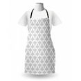 thumbnail image 3 of Abstract Apron, Simplistic Chandelier Modernized Damask Elements Print on Plain Backdrop, Unisex Kitchen Bib with Adjustable Neck for Cooking Gardening, Adult Size, White and Pale Grey, by Ambesonne, 3 of 4