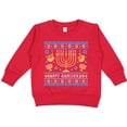 thumbnail image 2 of Inktastic Happy Hanukkah Sweater Style Design with Menorah and Dreidel Toddler Sweatshirt, 2 of 4