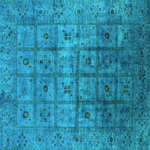 Ahgly Company Indoor Square Oriental Light Blue Industrial Area Rugs, 8' Square