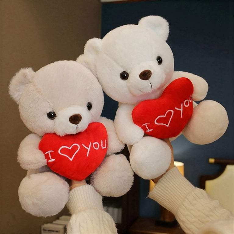 I Love You 10'' Teddy Bear w/ Heart,Soft Plush Bear Doll Stuffed