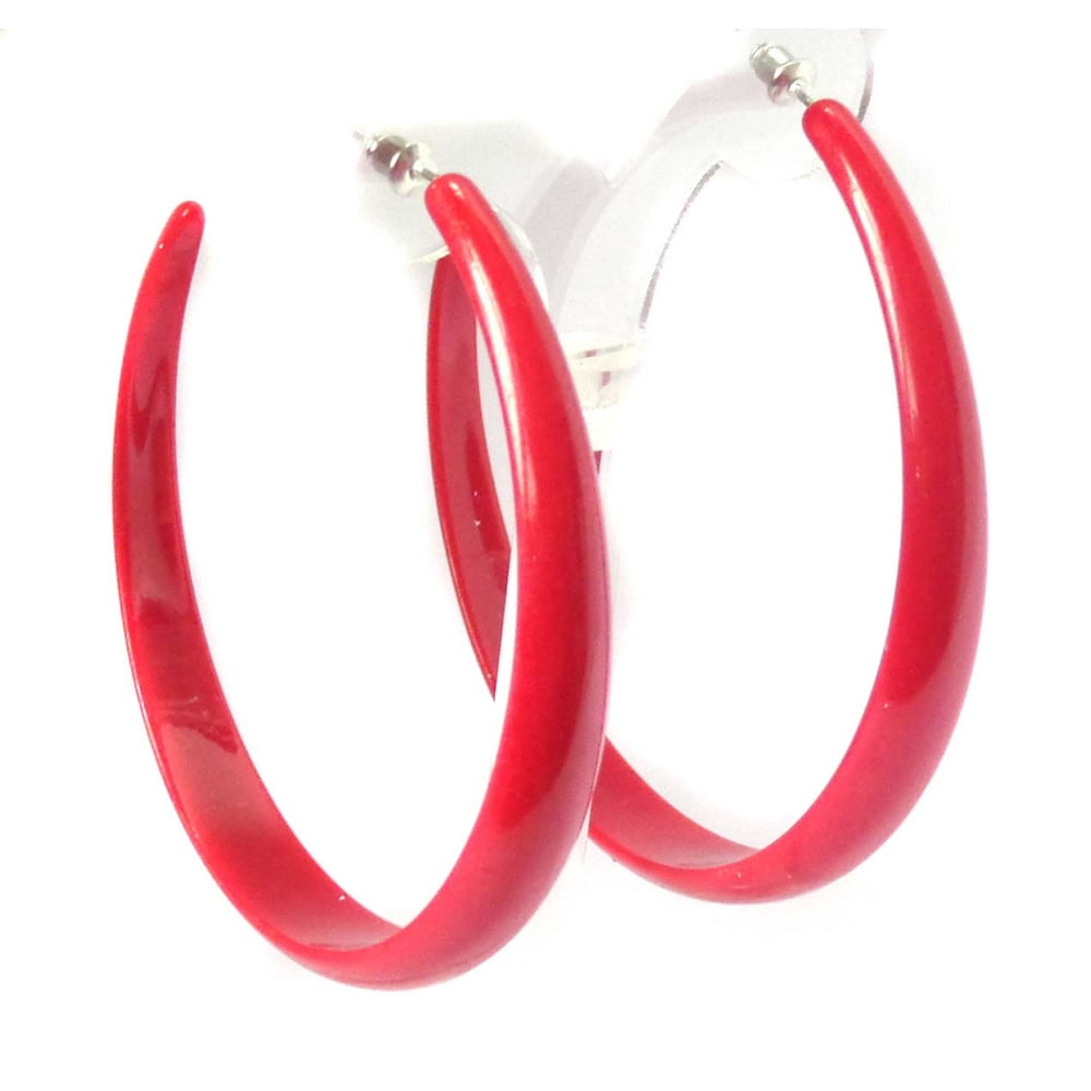 Divas Diggables Large Red Hoop Earrings Thick Lightweight Hoop