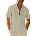 thumbnail image 2 of ziyahi Traveling Casual Style Men's Button Down Shirt Summer Pool Party Solid Color Simple Design Slim Fit Tops Daily Clothes Khaki XXL, 2 of 5