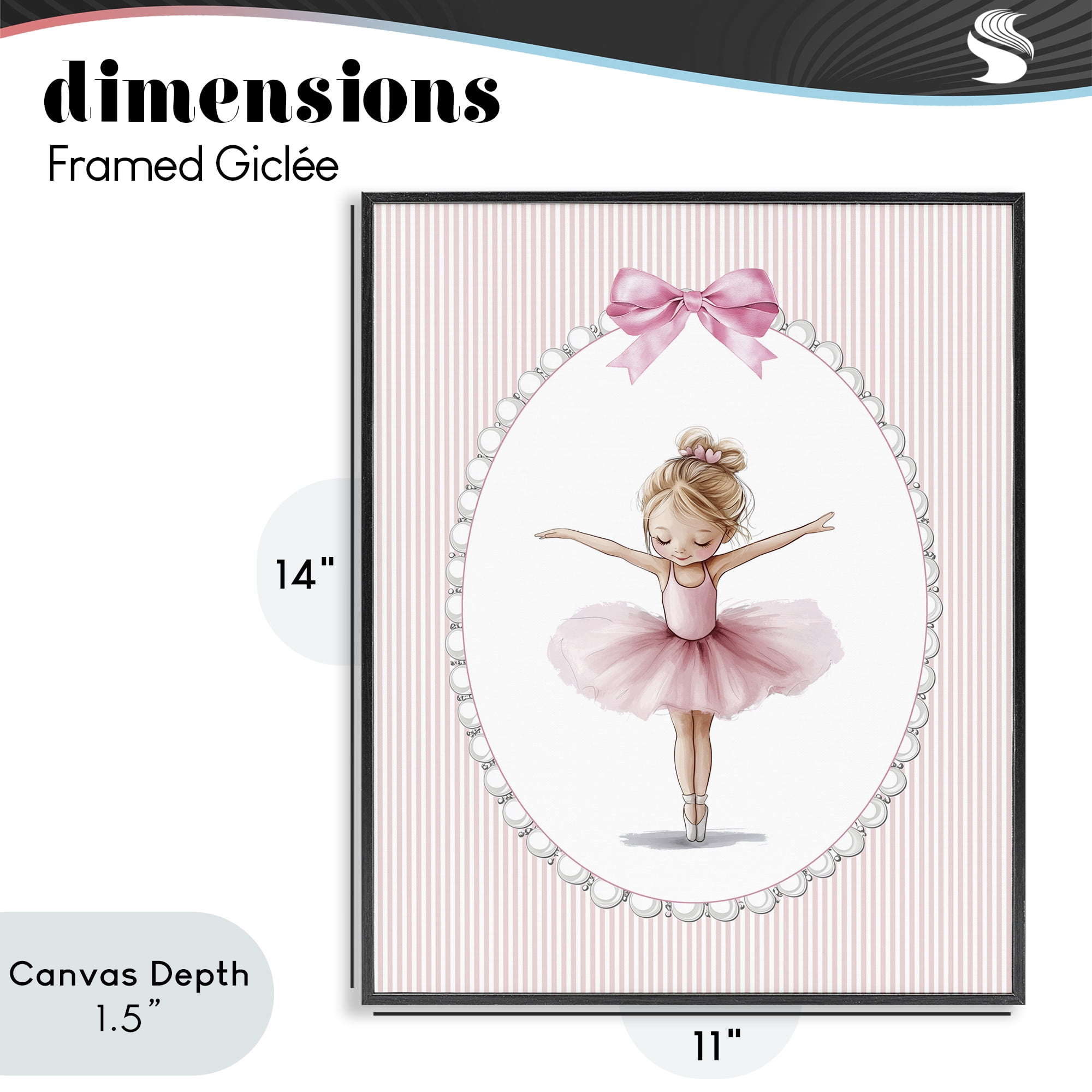 Stupell Industries Dancing Pink Ballerina Black Framed Giclee Art, design by Christine Simpson Art