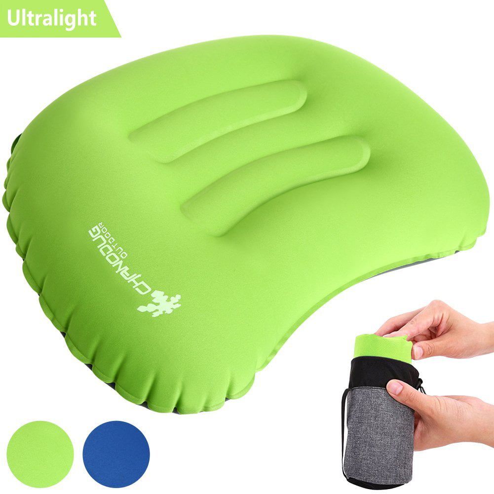 CHANODUG Inflatable Camping Pillow Backpacking Ergonomic for Neck and Lumbar Support Ultralight Inflating Travel Pillows Compact Air Pillow Compressible for Outdoor Hiking 
