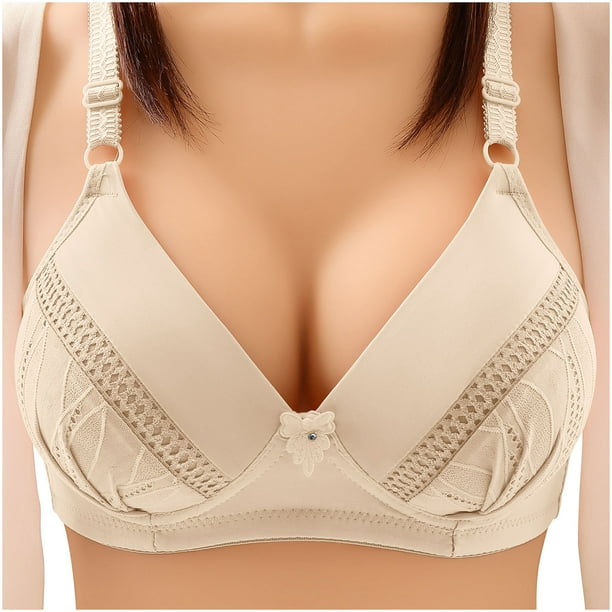 PUIYRBS Woman's Solid Color Comfortable Hollow Out Perspective Bra  Underwear No Rims