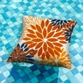 thumbnail image 2 of Orange Blue Flower Pillow Covers 18x18 Inch Set of 2 Fall Throw Pillows Outdoor Waterproof Decor for Living Room Sofa Patio Funiture Garden Floral Polyester Pillow Covers 012C, 2 of 6
