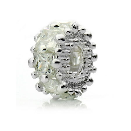 Pacific Charms Silver Plated Crystal Bead - "Glitteratzi" Clear Crystal