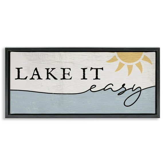 Stupell Industries Nautical Pun Lake It Easy Nature Painting Black Floater Framed Canvas Art Print Wall Art, 25 x 11