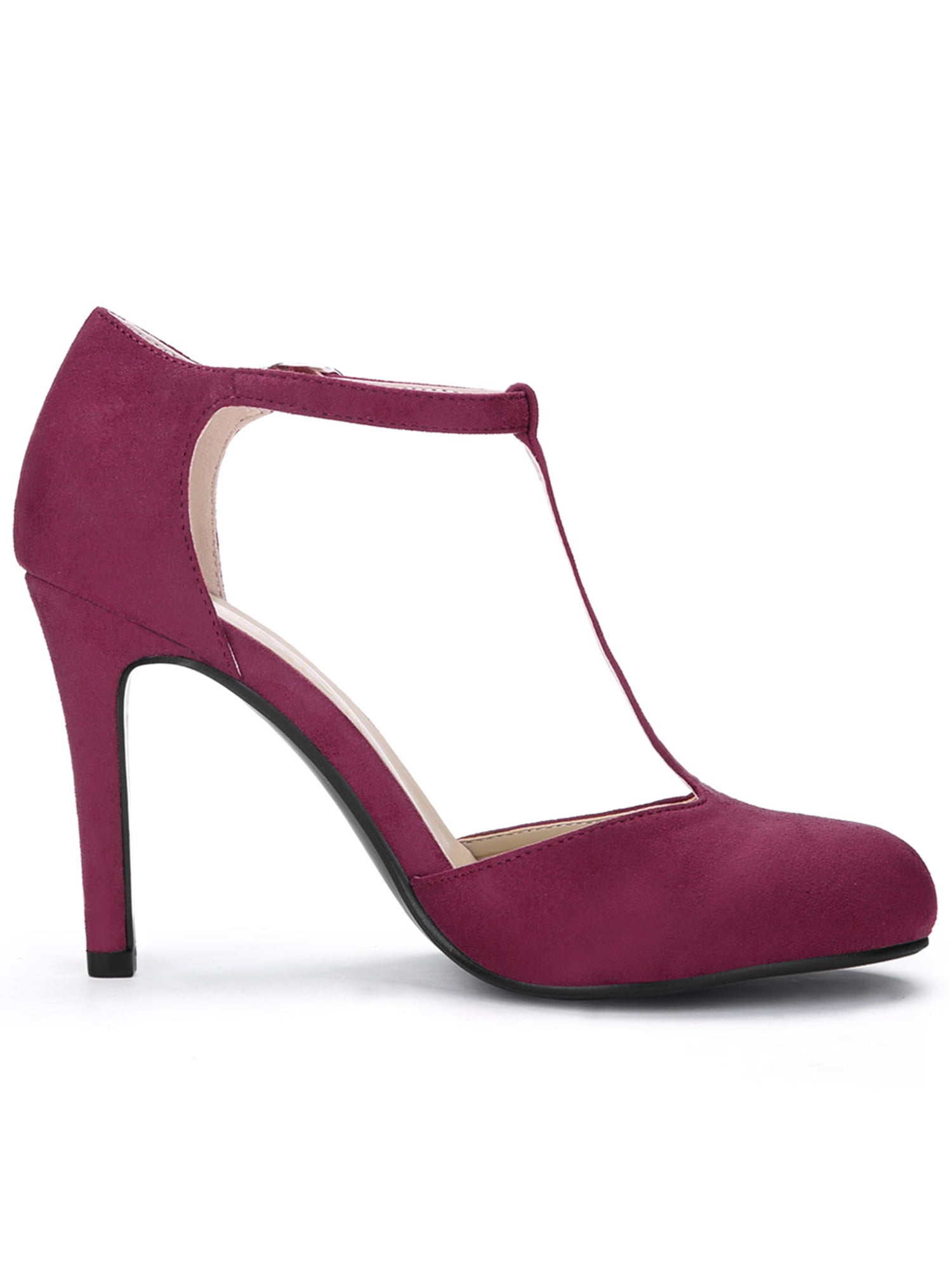 burgundy t strap heels