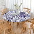 thumbnail image 3 of Vibrant Bohemian Table Cover with Elastic Edge and Floral Design, Fits Round Tables 52-56 Inches, Durable Tablecloth, 3 of 7