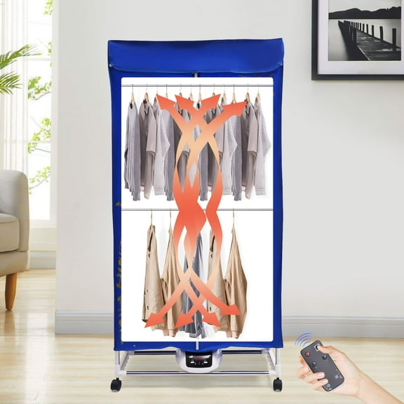 Portable Folding Dryer for Clothes and Shoes with Remote Control, Over-Temperature Protection, Adjustable Bracket, and Low Noise Operation