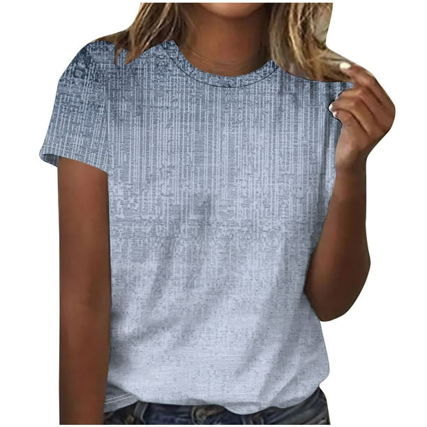 Camiseta de Cuello Redondo de Manga Corta Impresa de los Pantalones Cortos de las Mujeres, Poliéster de Lentejuelas de Partido de Moda