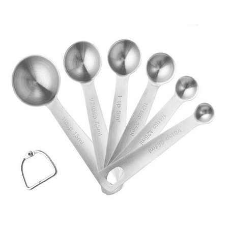 CARBONLIKE Set of 6 stainless steel measuring spoons (1/8 tsp, 1/4 tsp ...
