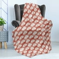 thumbnail image 4 of Antique Soft Flannel Fleece Throw Blanket, Abstract Ornamental Flower Motifs with Baroque Curlicues Traditional, Cozy Plush for Indoor and Outdoor Use, 50" x 60", Salmon Coral and White, by Ambesonne, 4 of 5