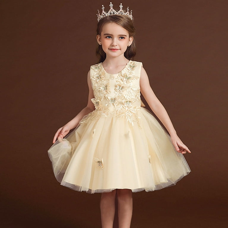 Sngxgn Flower Girl's Floral Embroidered Embellished Evening Dress