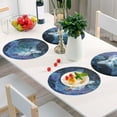 thumbnail image 3 of 15 Inch Round Grid Plate Mats Heat Non-Slip Resistant PVC Placemats for Kitchen Dining Table Decor Cute Blue and White Cat 4PCS, 3 of 5