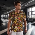 thumbnail image 3 of Wukai Sunflowers Mushrooms Print Men's Short-Sleeved Mesh T-Shirt,Quick-Dry Short Sleeve Workout T-Shirt-Small, 3 of 8