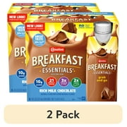 (2 pack) Carnation Breakfast Essentials Nutritional Drink, Rich Milk Chocolate, 10 g Protein, 6 - 8 fl oz Cartons