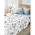 thumbnail image 4 of Gray Leaf Queen Size Flat Sheet, Wrinkleproof & Fadeproof Cooling Flat Bed Sheet Only, Modern Botanical Foliage Plant Country Pastoral Breathable Soft Bedding Top Sheets 90 x 102 Inches, 4 of 8
