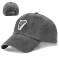 thumbnail image 3 of Unisex Adjustable Baseball Cap with Irish Harp Musical Instrument Pattern, Denim Fabric Snapback Glacier Cap, 3 of 8