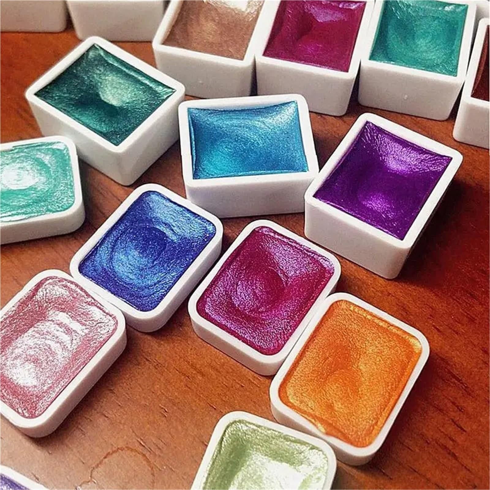 Powder Mineral Pearl Pigment Art Watercolor, 60 Colors Shifting Watercolor Painting Set, Color Shifting Watercolor Paint, Pearl Watercolor Paints, for Beginners Artists
