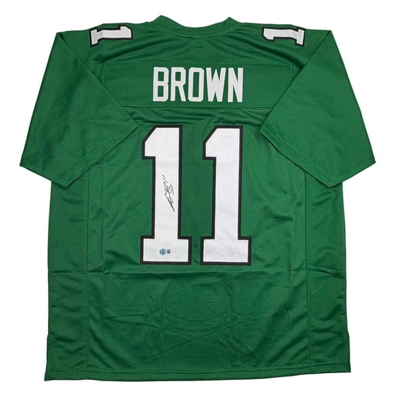 Autographed/Signed AJ A.J. Brown Philadelphia Kelly Green Football Jersey Beckett BAS COA