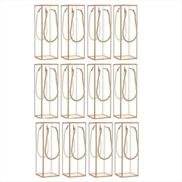 Paquete de 12 Cajas de Regalo de Plástico Transparente, Caja de Regalo de Plástico Transparente, Caja de Dulces Rectangular con Bordes Dorados