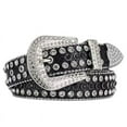 thumbnail image 1 of Zhuge Cinturón con diamantes de imitación para hombre y mujer, cinturón occidental con brillantes, cinturón con tachuelas estilo punk vaquero y vaquera (negro), 1 of 5