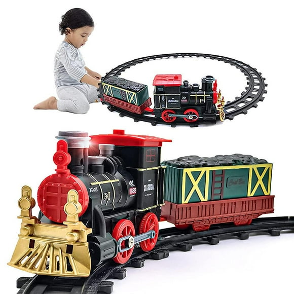 Juguete De Navidad Para Niños Toy De Navidad Rail Juego Con Luz Y Sonido Navideño Retro Vuelk Train Modelo Toy